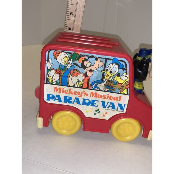 Vtg Mickeys Musical Parade Van Music Walt Disney LJN Toy Hong Kong Works - Picture 10 of 12